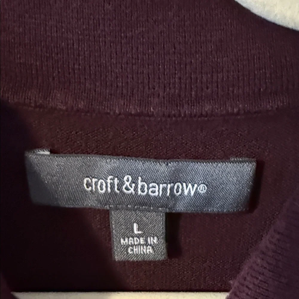 Croft & Barrow Men's Lightweight Polo style Sweater collar deep burgundy Large